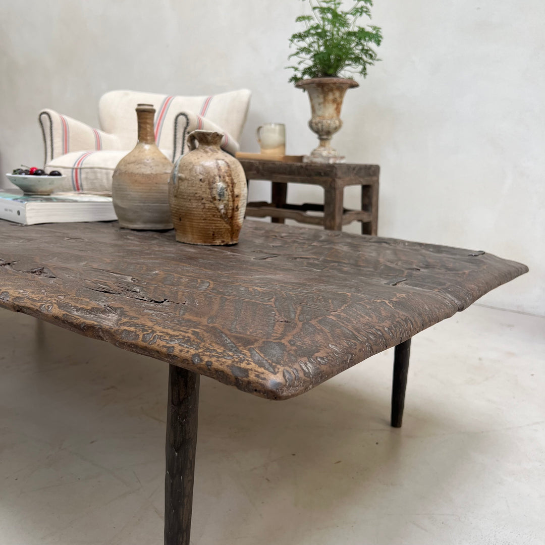 Petra Reclaimed Dark Elm Coffee Table | Rustic Solid Wood