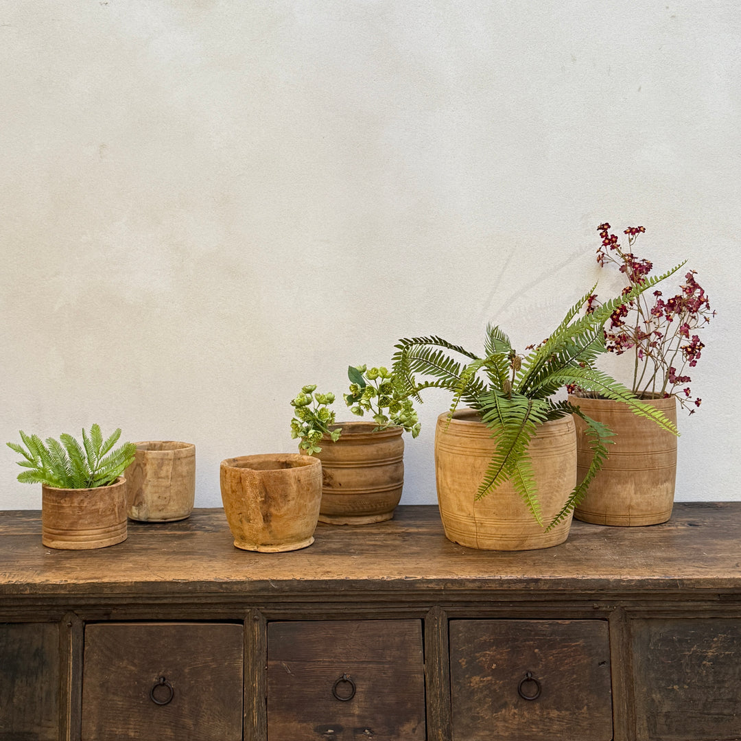 Sunbleached Wooden Nepali Plant Pots