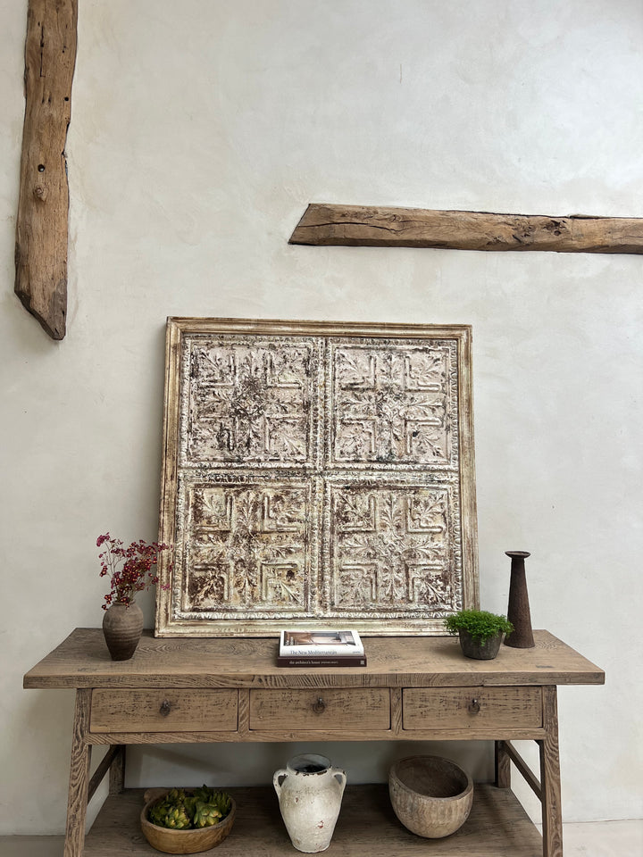 Huge Vintage Metal ceiling tile Artwork