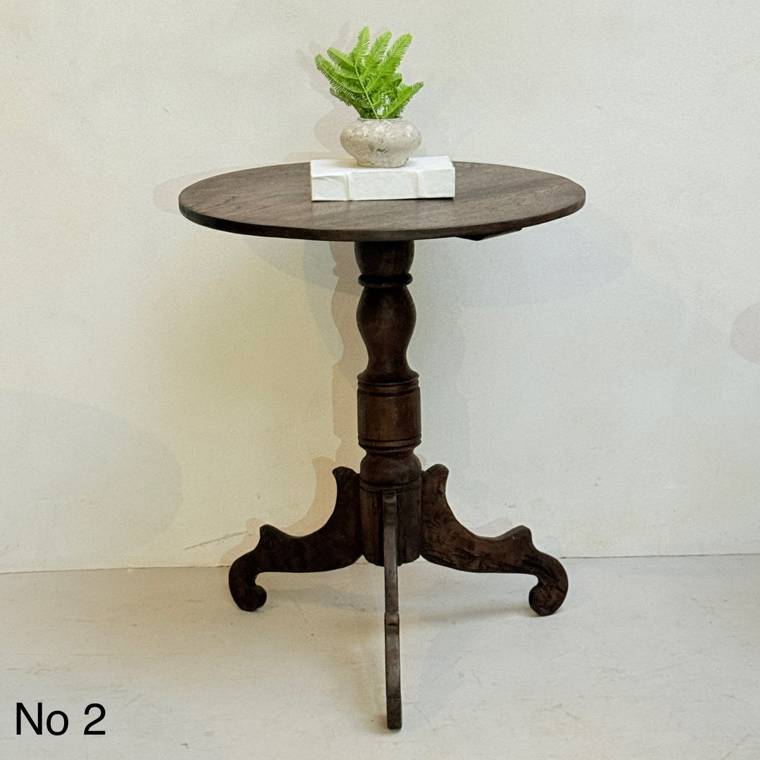 Antique Pedestal Round Side Tables