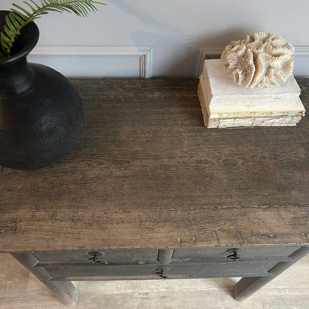 Small Antique Dark Wood Console Table | Farnham