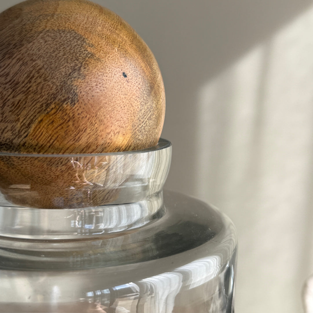 Glass Storage Jar with Wooden Ball Stopper