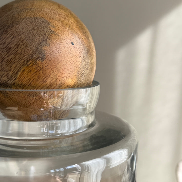 Glass Storage Jar with Wooden Ball Stopper