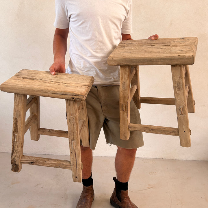 Rustic Wood Antique Stool |Chatsworth