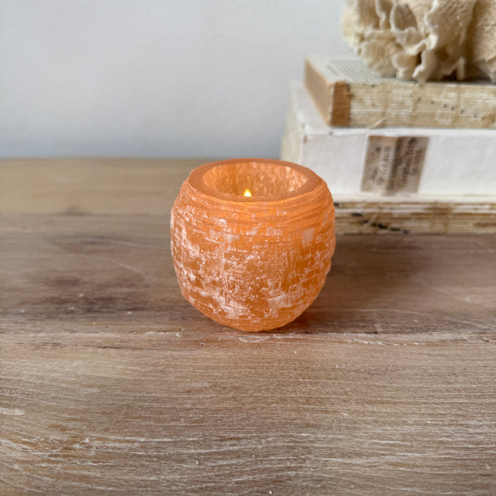 Rose Selenite Tealight Holder