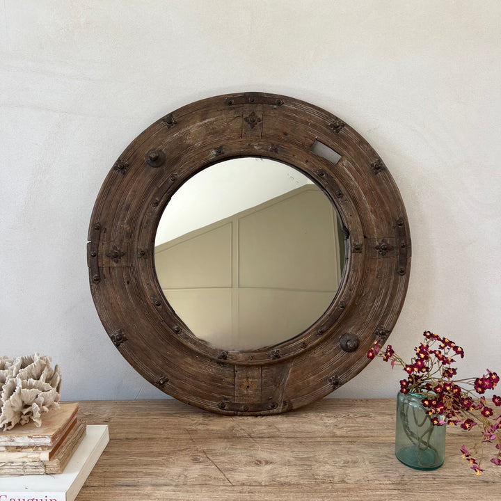 Antique Nautical Wooden Round Mirror | Anki