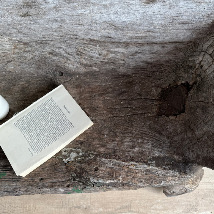 Antique Indonesian weathered carved bench