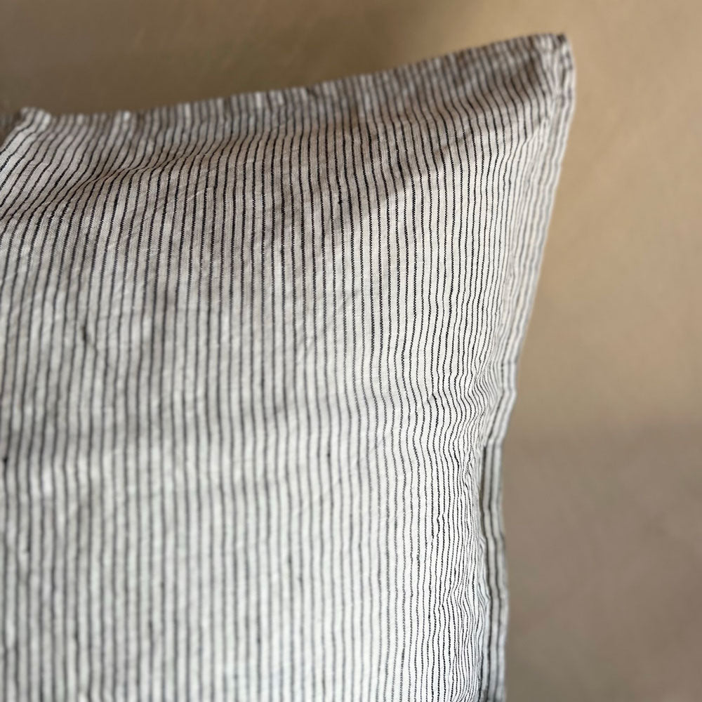 Pinstripe linen cushion 50cm