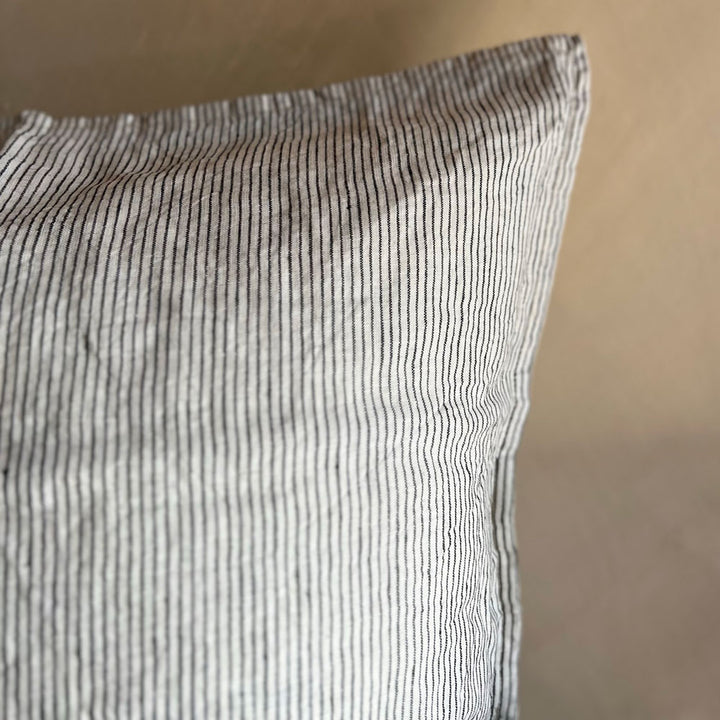 Pinstripe linen cushion 50cm