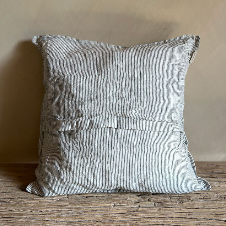 Pinstripe linen cushion 50cm