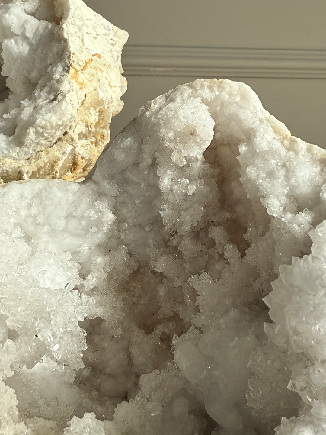 Large geode round rock with crystals
