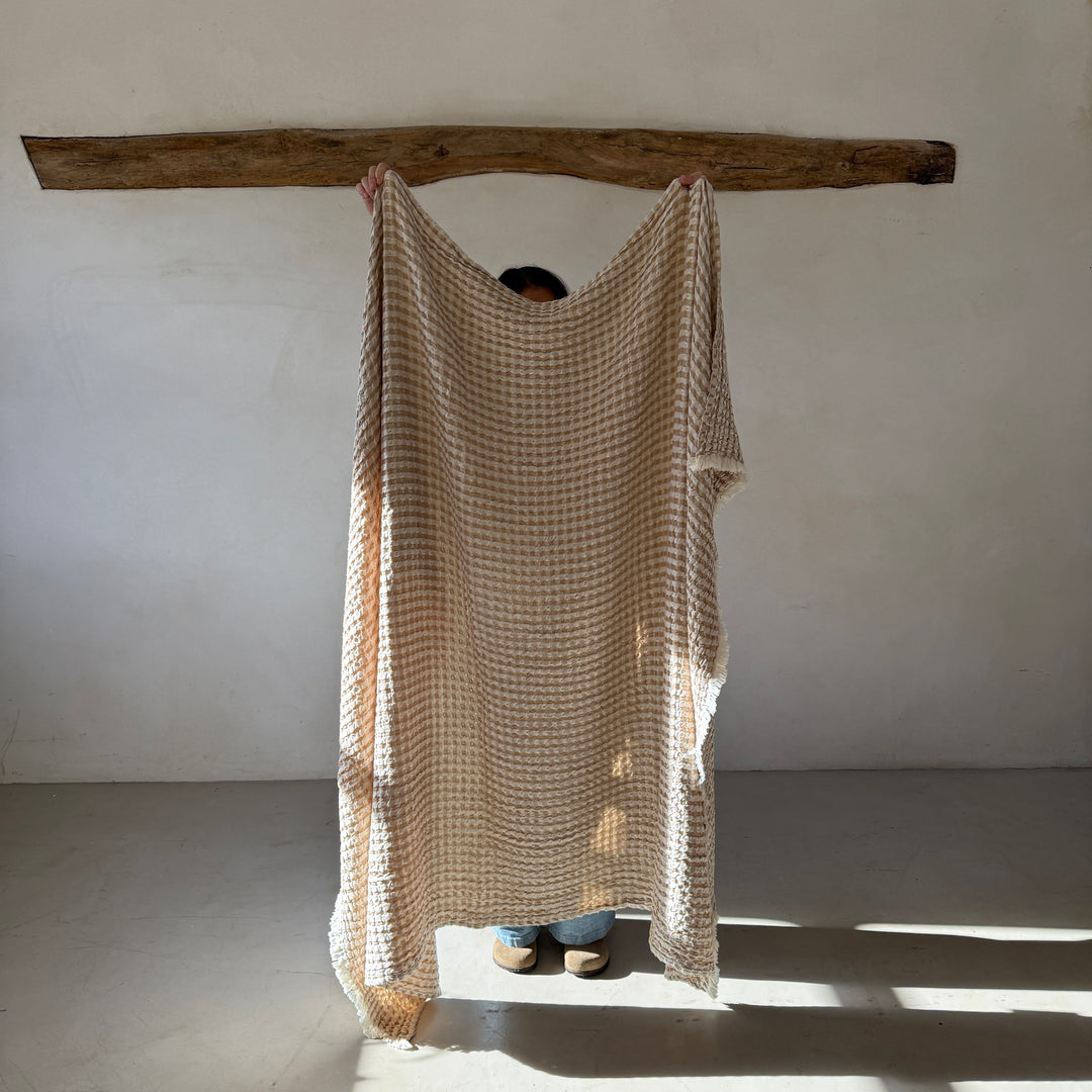 Luxury Waffle Weave Cotton Throw | Gilly