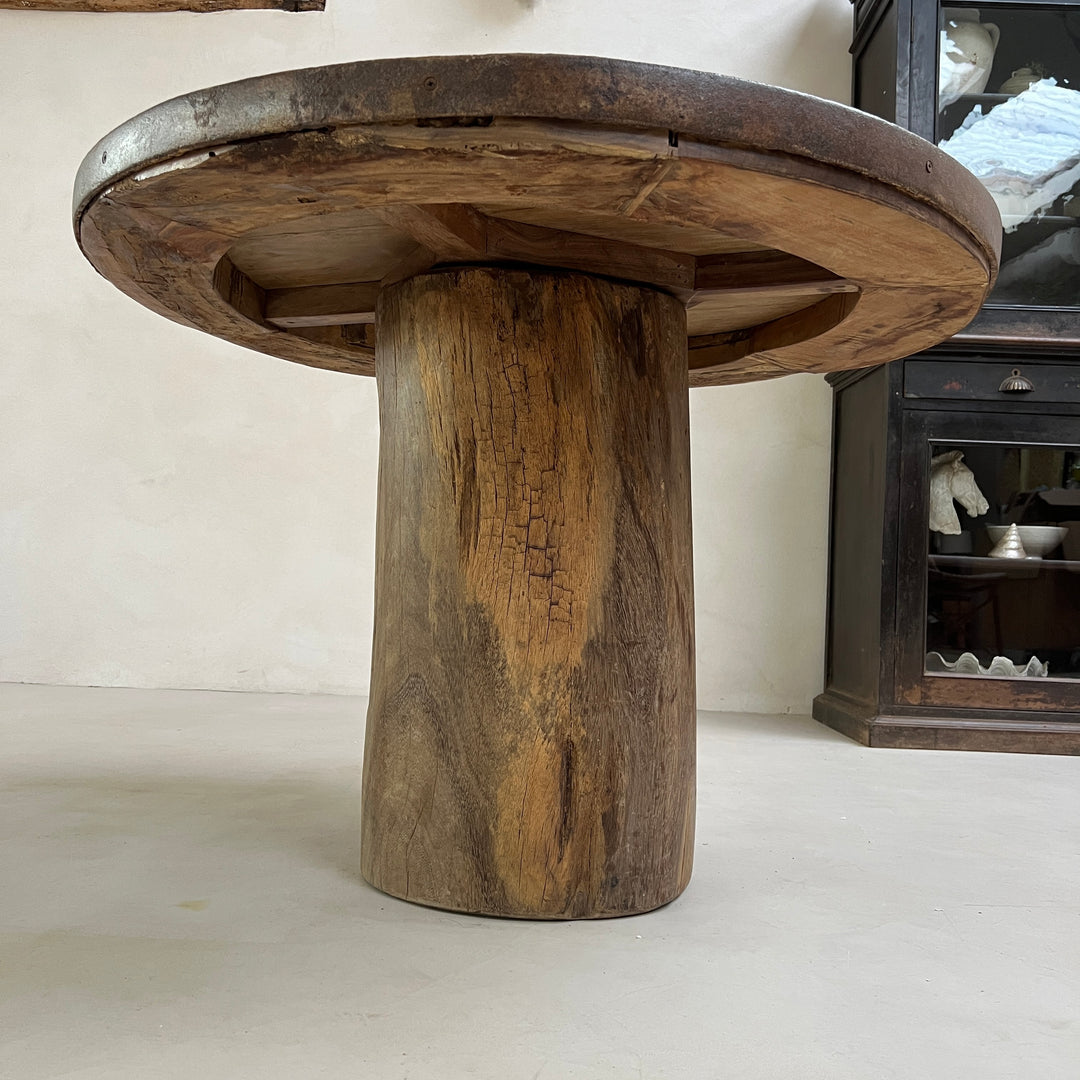 Salvaged Teak Round Dining Table