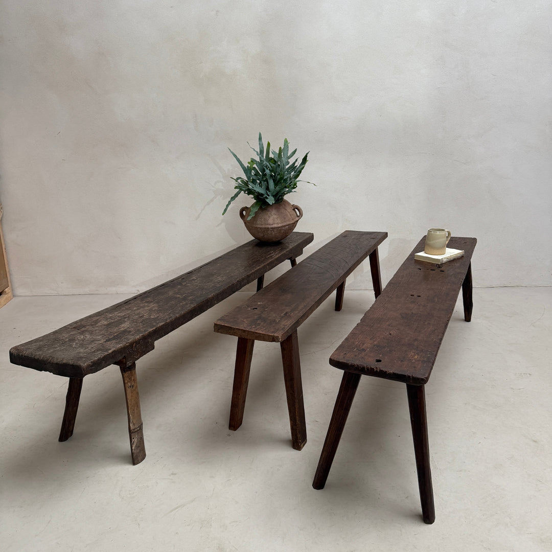 Choice of unique antique dark wood benches