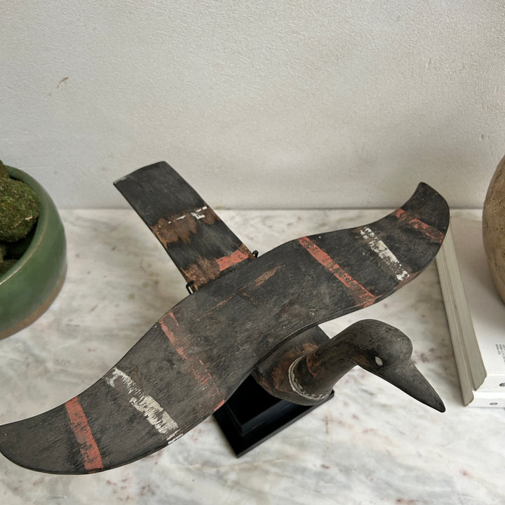 Antique Wooden Bird On Stand | Mentari