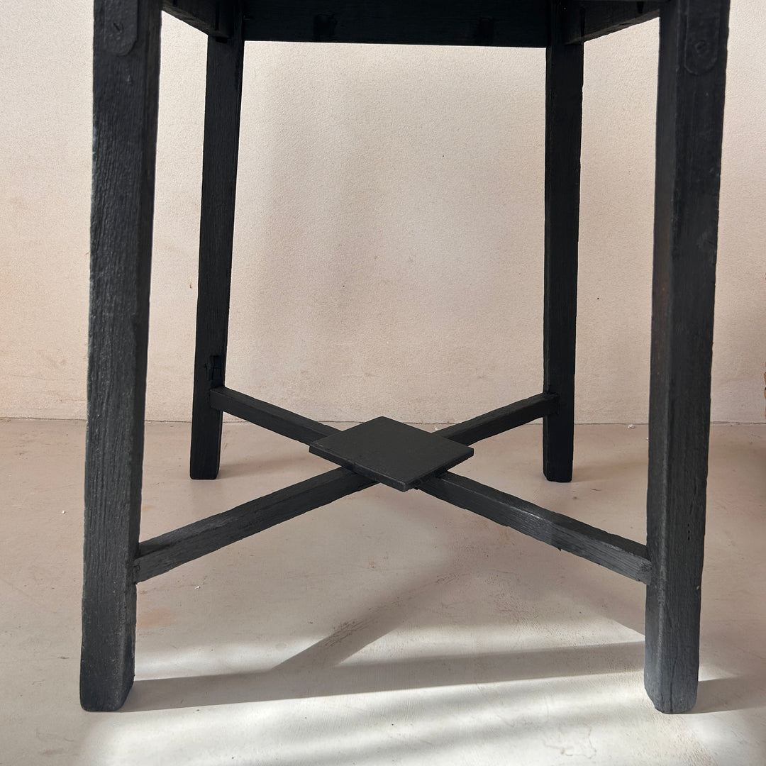 Vintage Polished Marble Top Square Side Table | Arundul