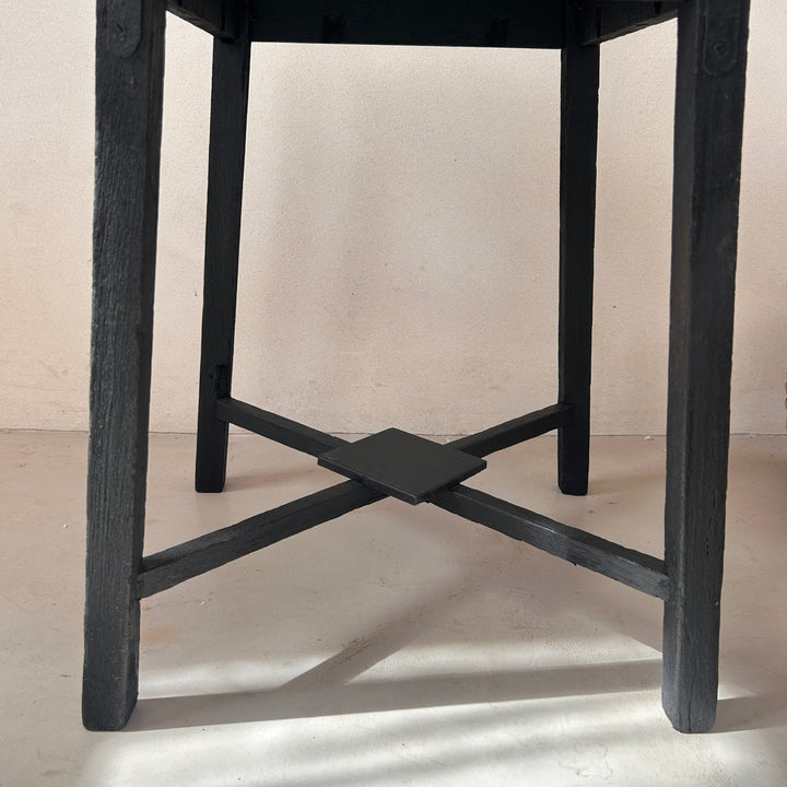 Vintage Polished Marble Top Square Side Table | Arundul