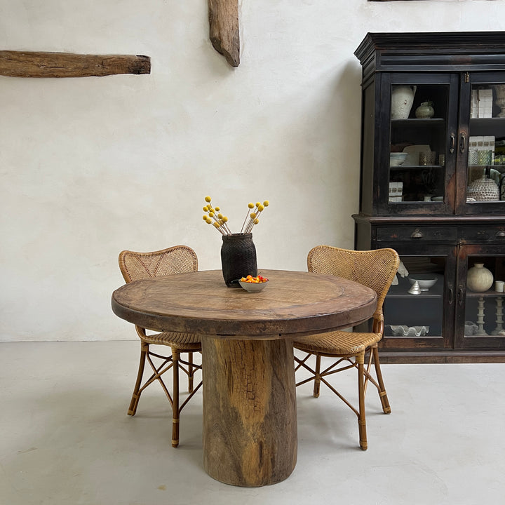 Salvaged Teak Round Dining Table