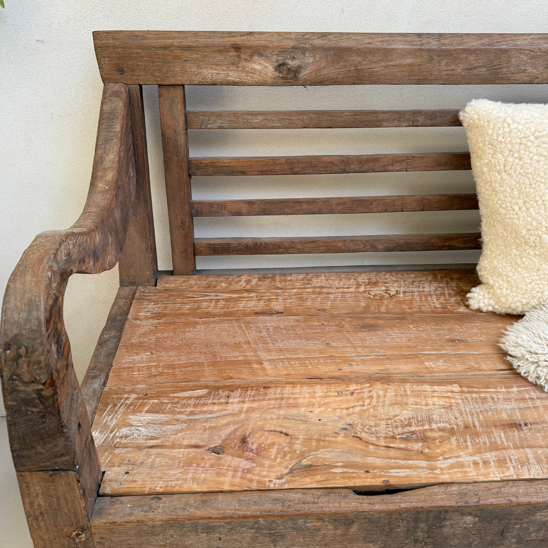 Large antique hand carved wooden bench | Rupert