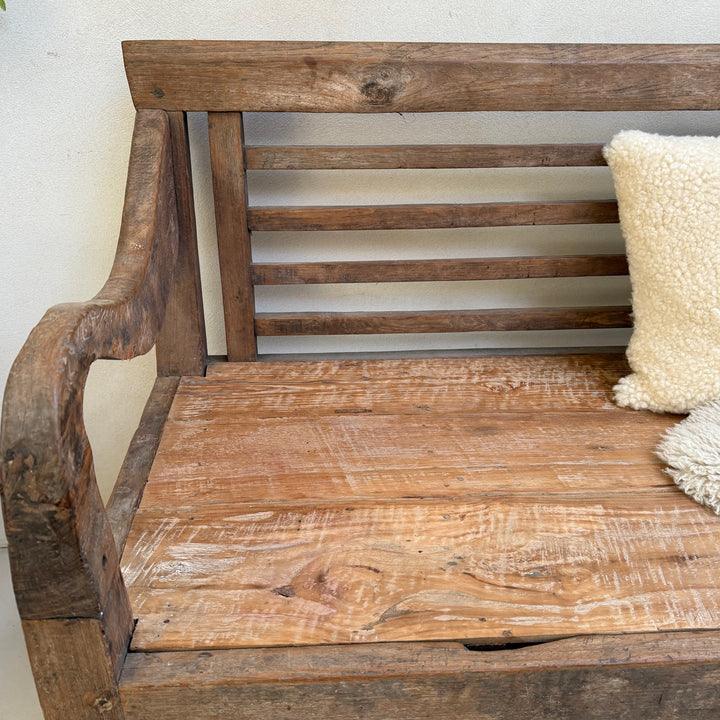 Large antique hand carved wooden bench | Rupert