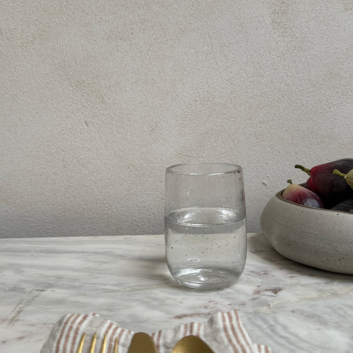 Clear handmade drinking glass | bubbles