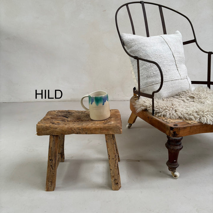 Antique Wooden Milking Stool - Extra Small Side Table