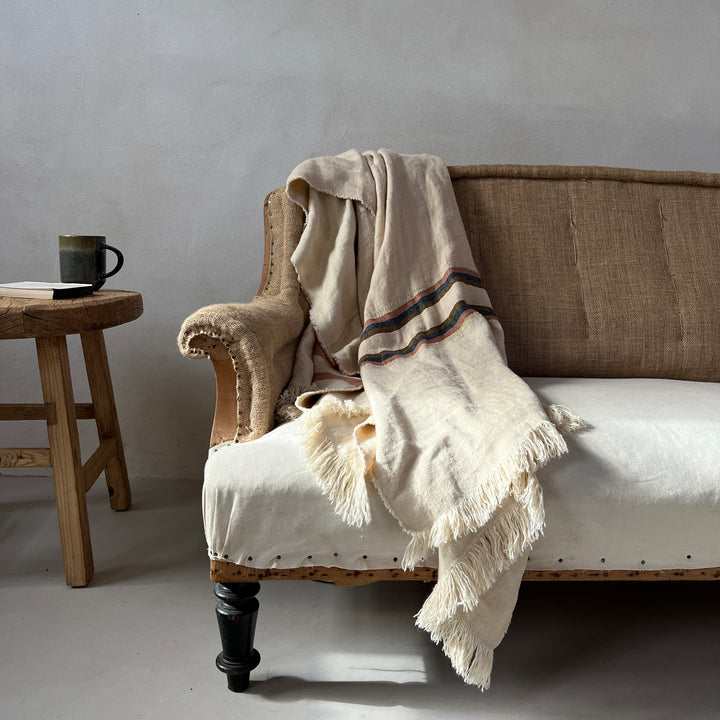 Woven linen striped throw Harlan