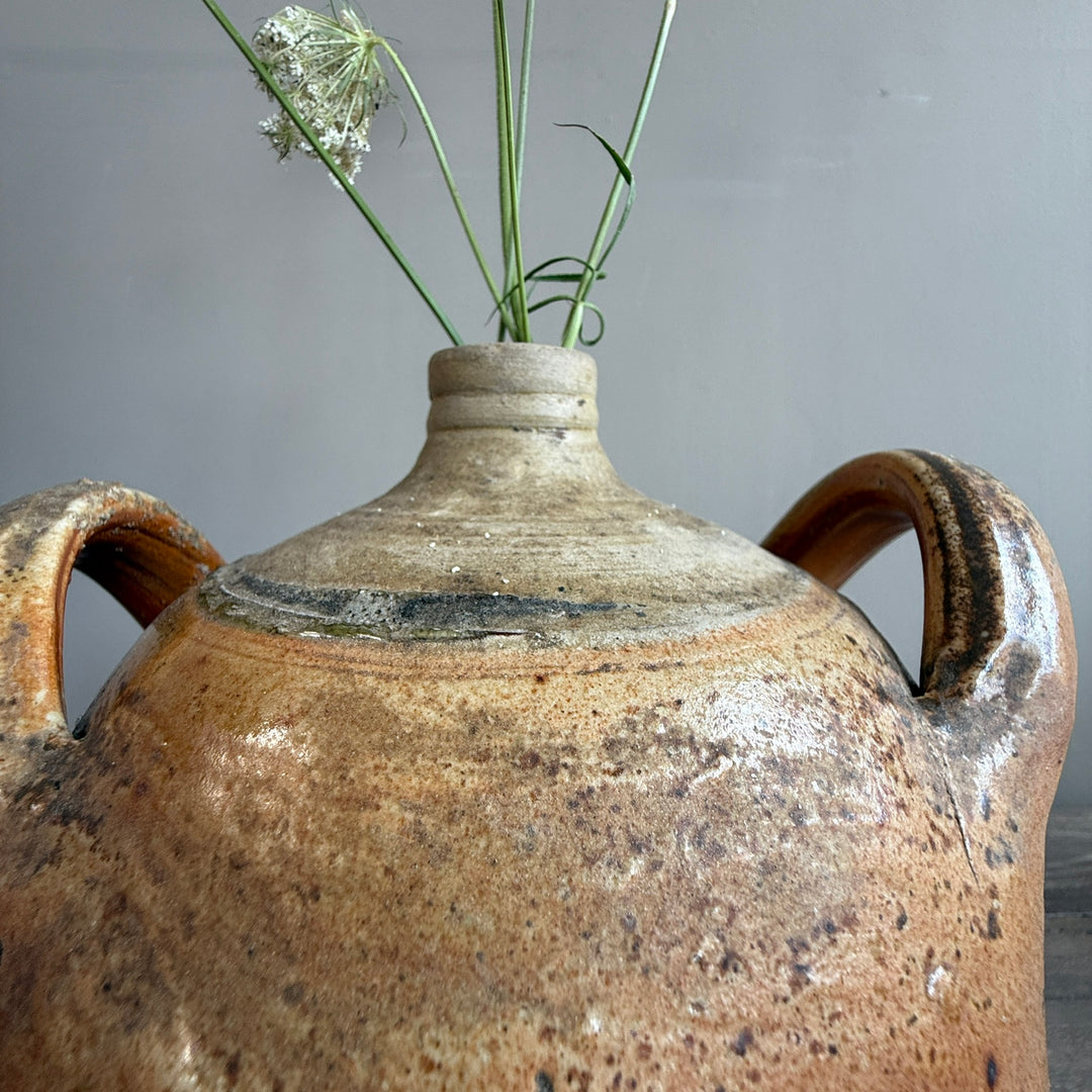 Antique French Two Handle Stoneware Storage Jar
