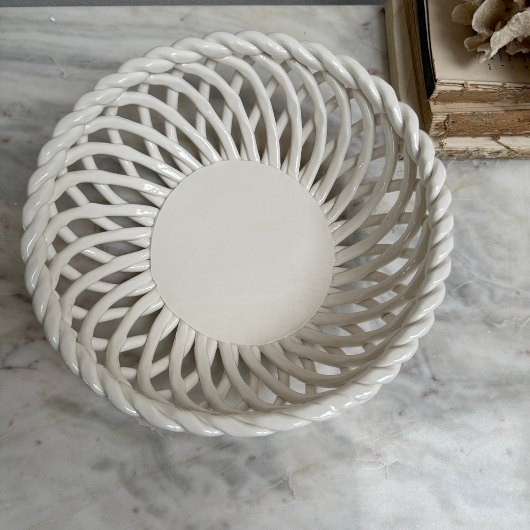 Porcelain white basket bowl | Ruth