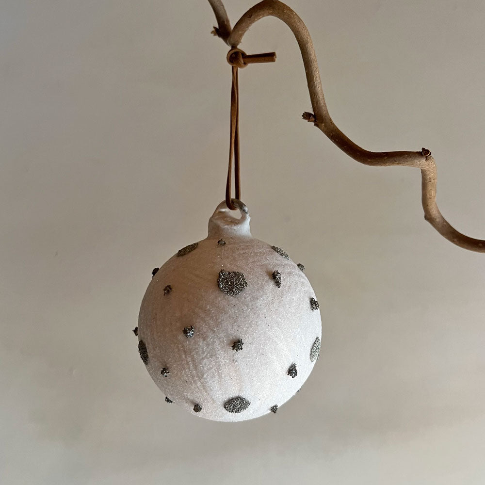 Champagne Coloured Bauble | Silver Spots