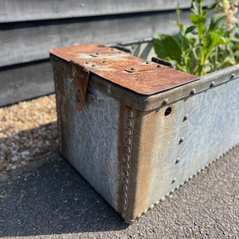 Vintage riveted trough planter | A