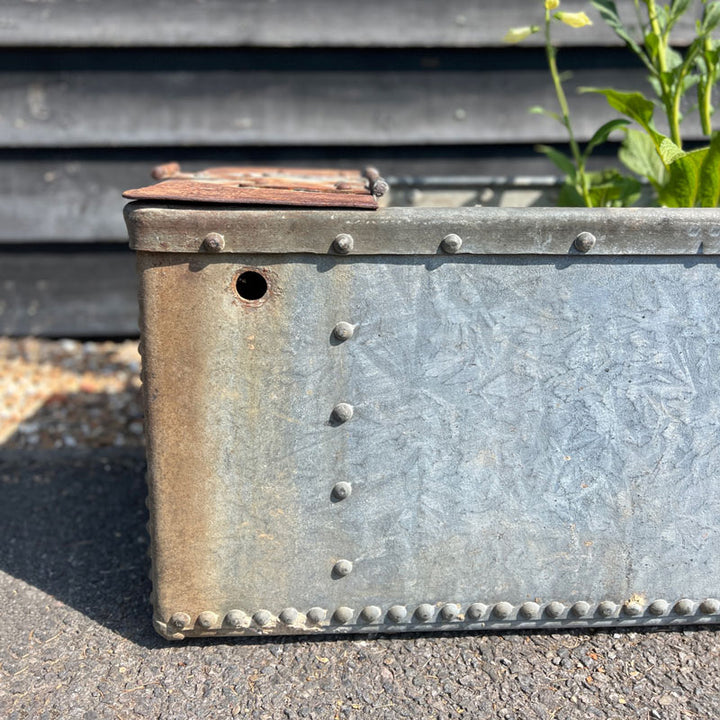 Vintage riveted trough planter | AVintage riveted trough planter | A