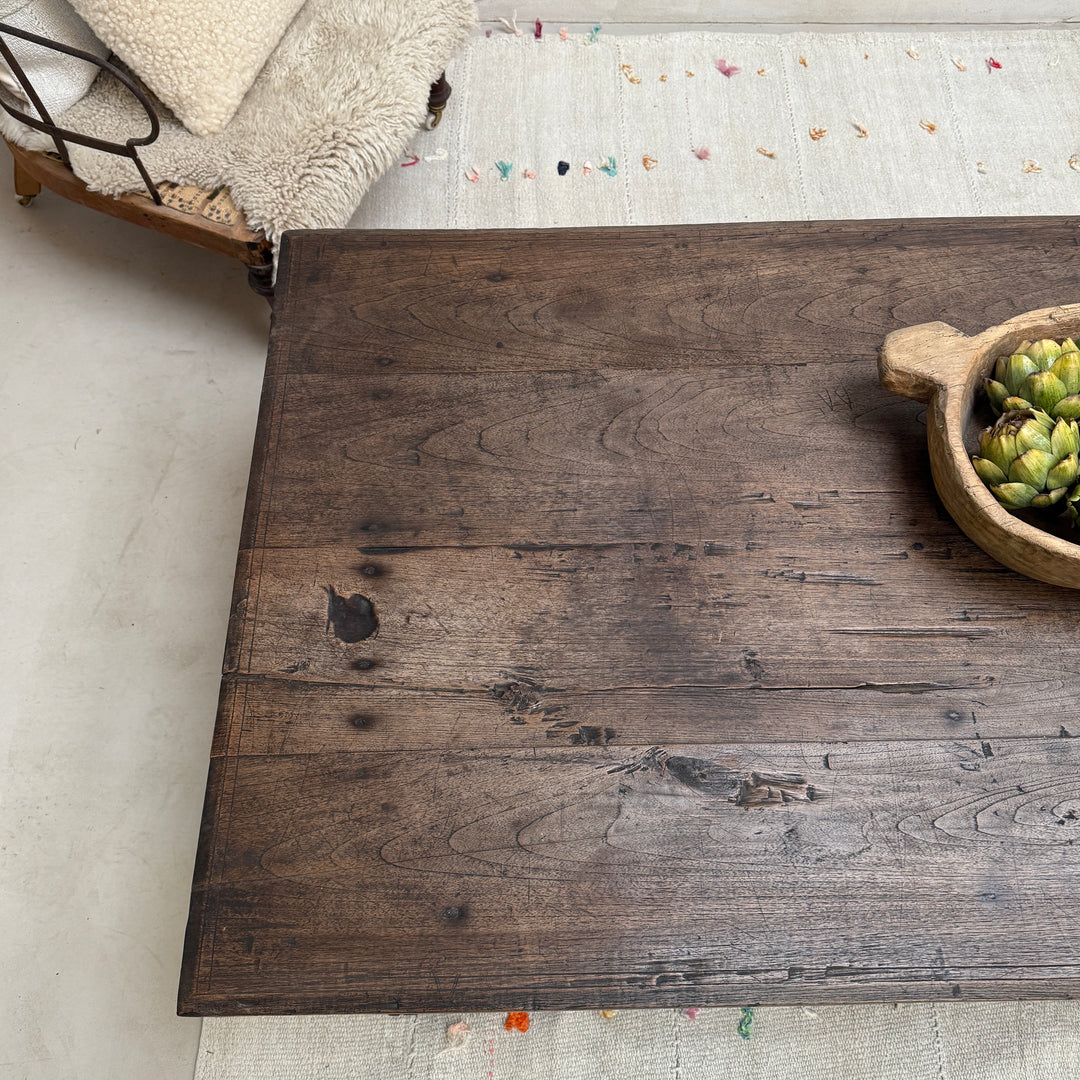 Extra large dark antique oak coffee table
