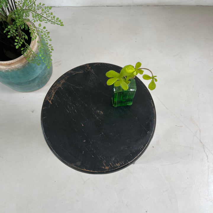 Vintage Black Round Top Screw Studio Stool