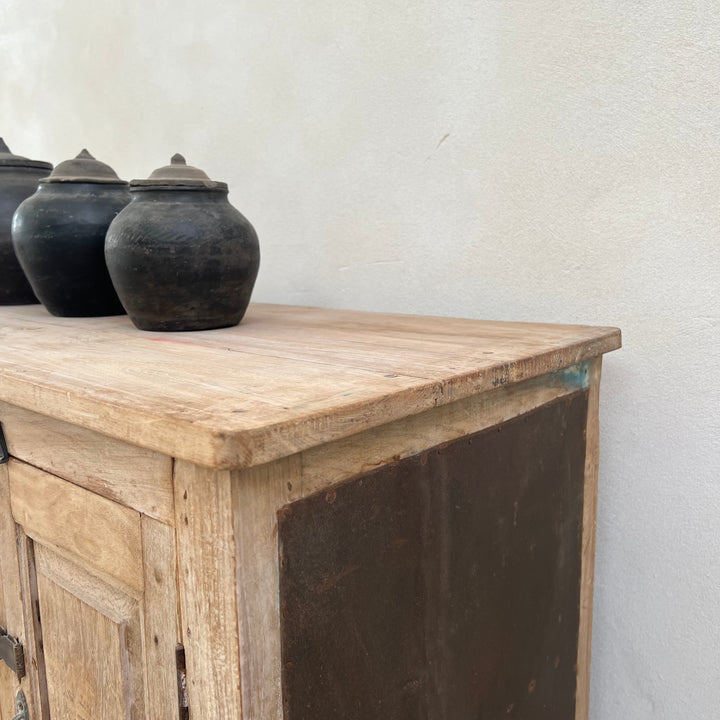 Small Rustic Vintage Sideboard with Metal Panels | Avani