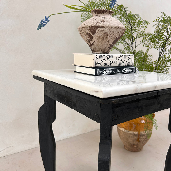 Vintage Polished Marble Top Square Side Table | Alnwick