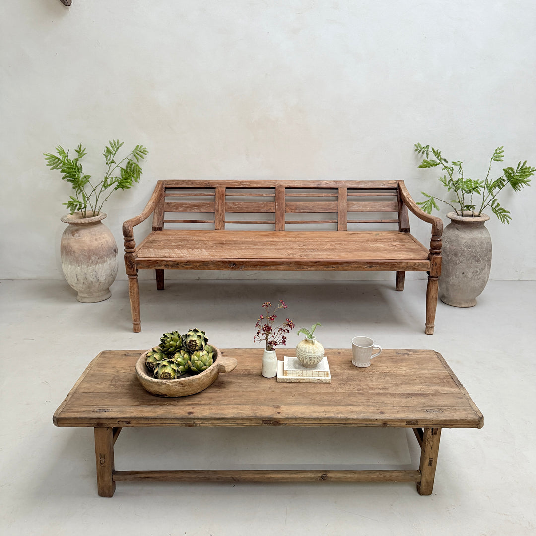 Large antique hand carved wooden Daybed Bench | Sebastian