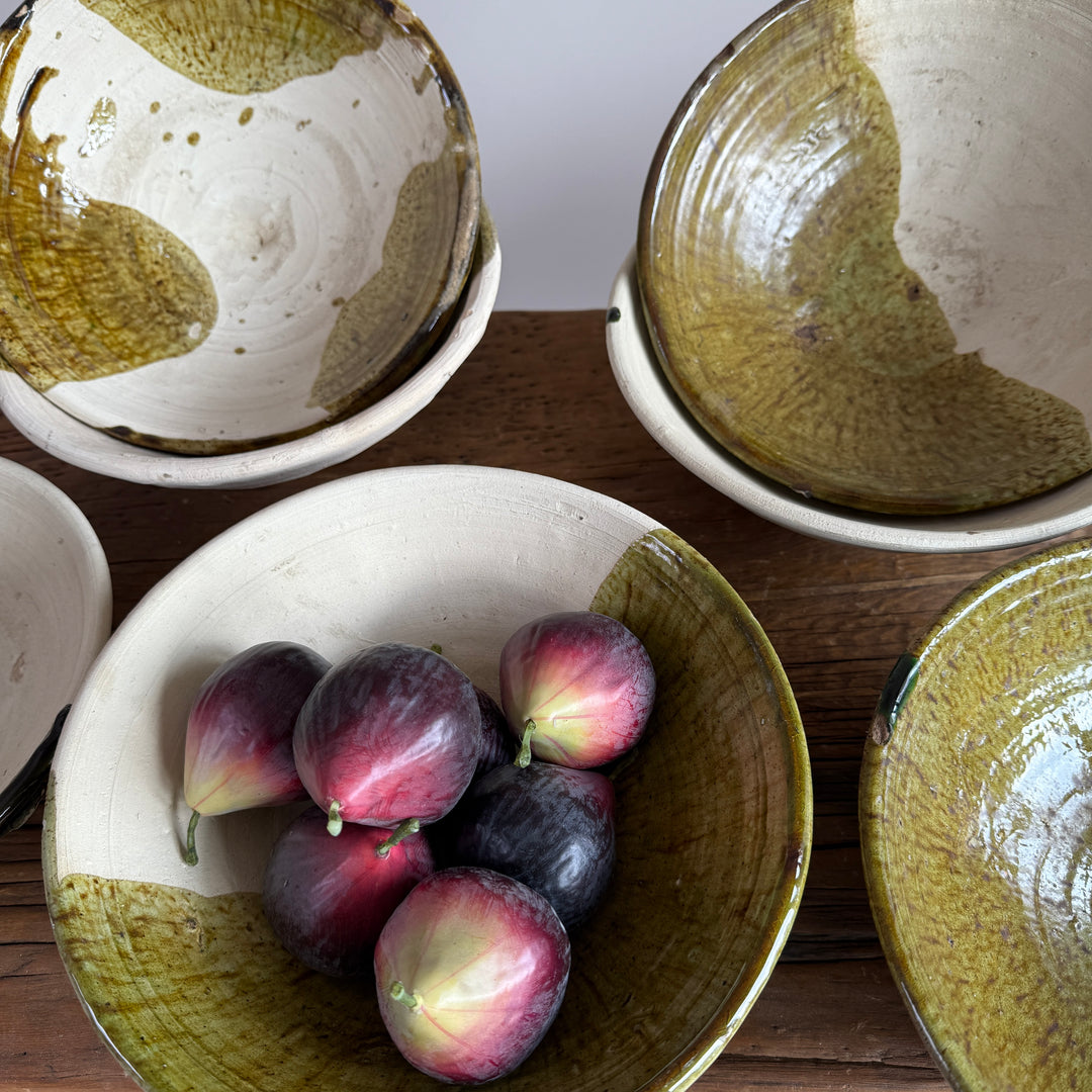 Moroccan Bowl Green Glazed | Natural Unglazed