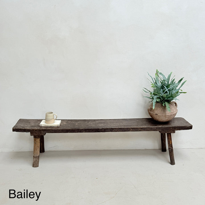 Choice of unique antique dark wood benches