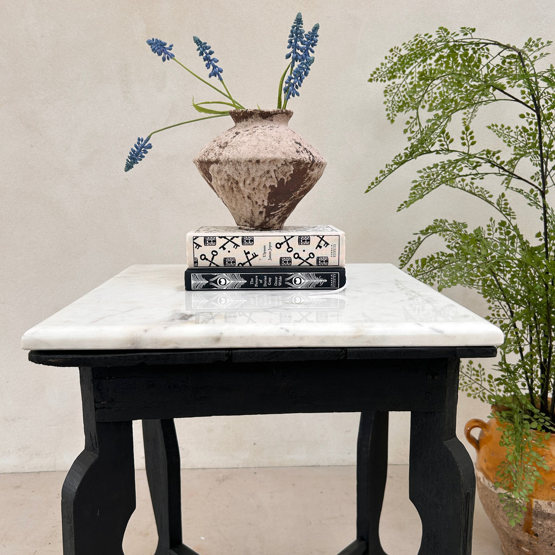 Vintage Polished Marble Top Square Side Table | Alnwick