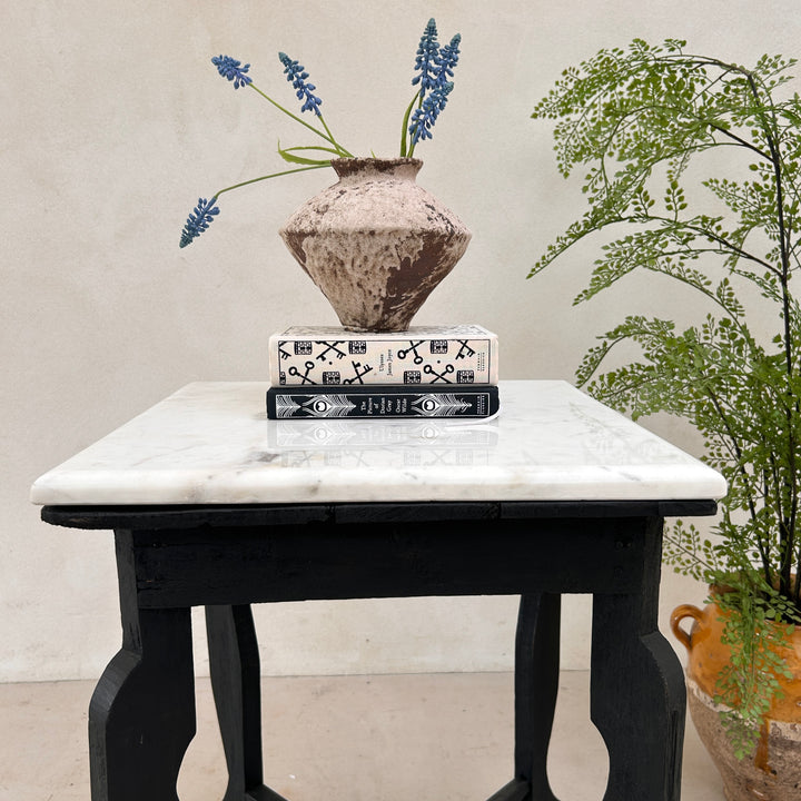Vintage Polished Marble Top Square Side Table | Alnwick