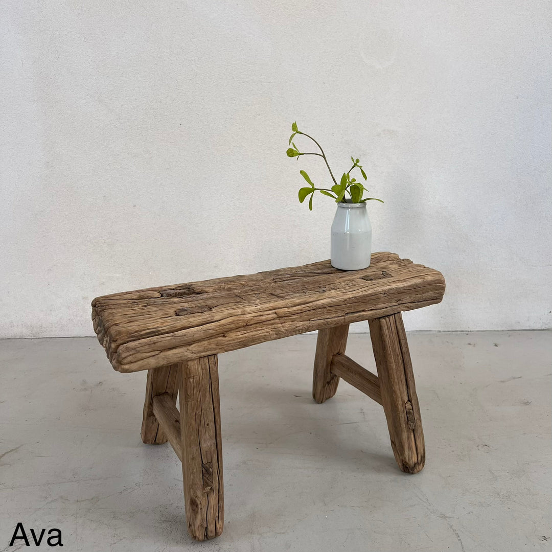 Antique rustic wood footstool (Select from photo)