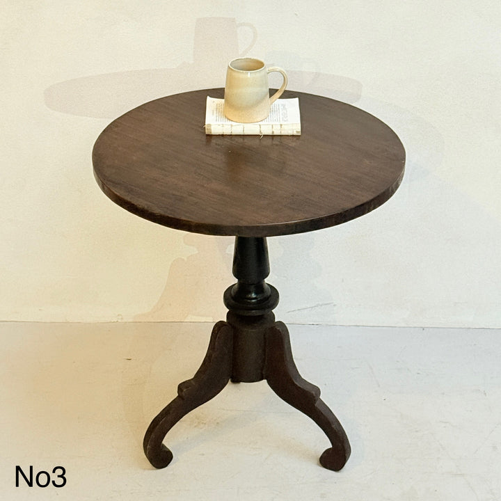 Antique Pedestal Round Side Tables