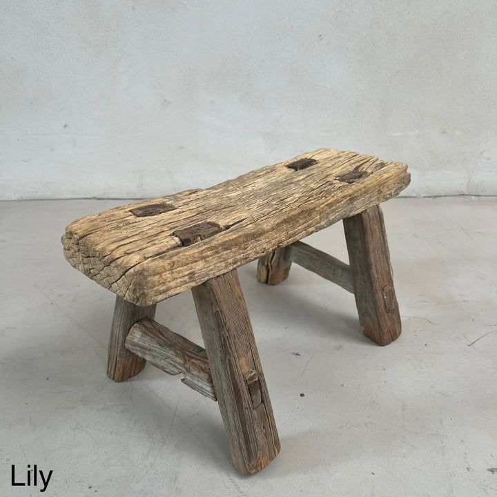 Antique rustic wood footstool (Select from photo)