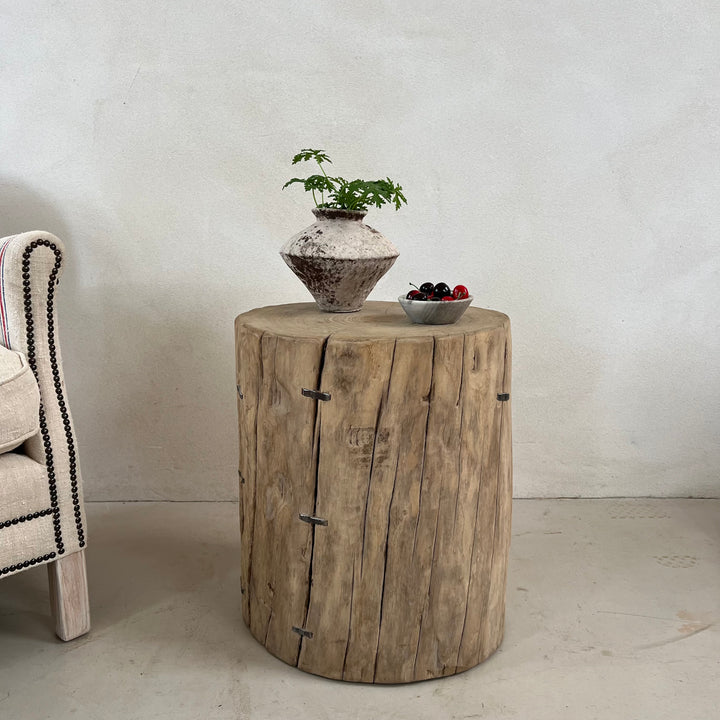 Salvaged Wood Tree Stump Side Table