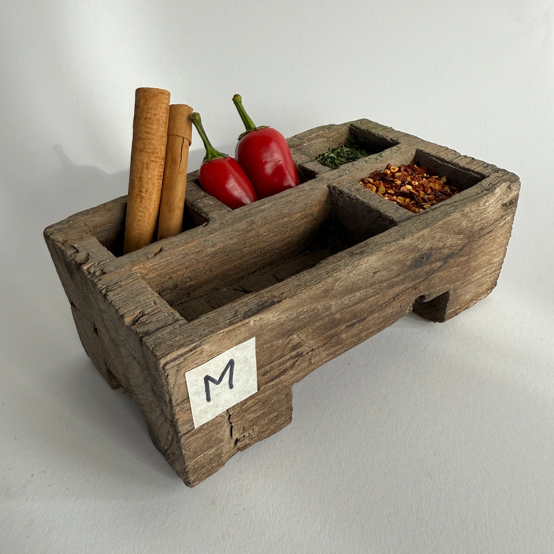 Rustic Antique Wooden Spice Tray
