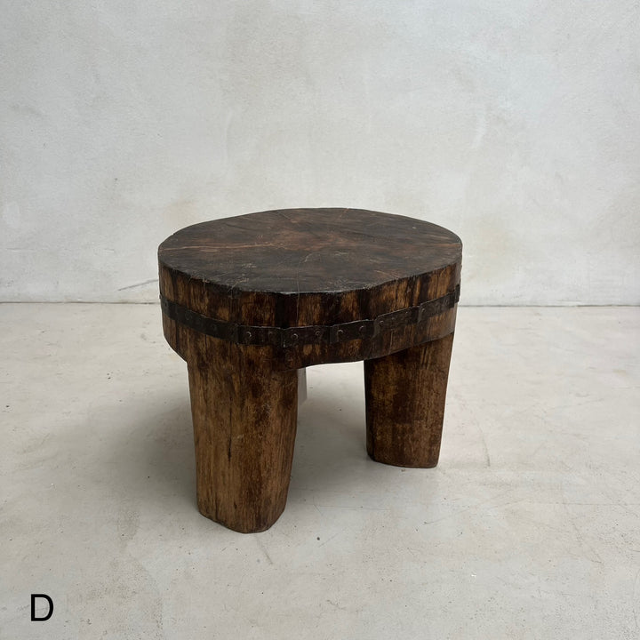 Antique Hand-carved Dark Wood Stools