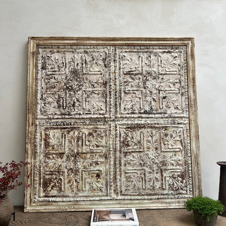 Huge Vintage Metal ceiling tile Artwork
