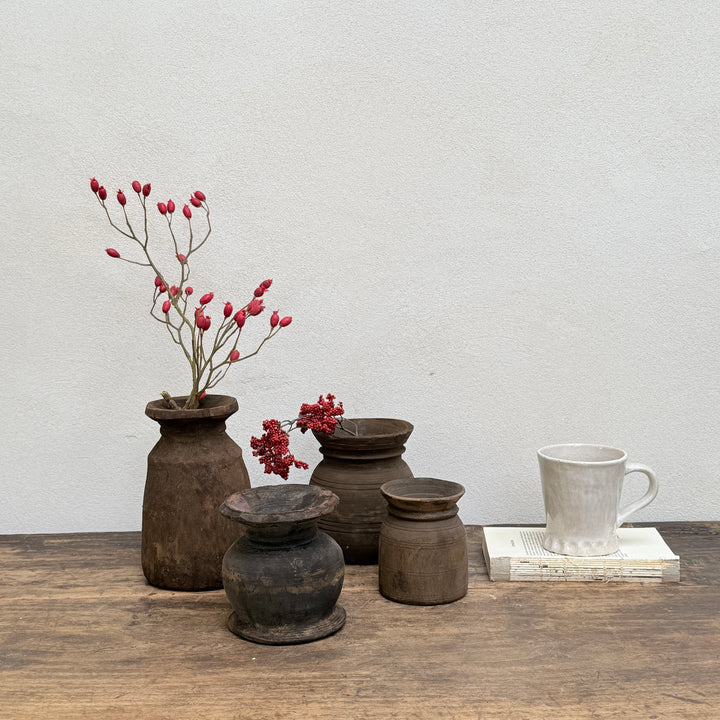 Dark Wooden Nepali Pots