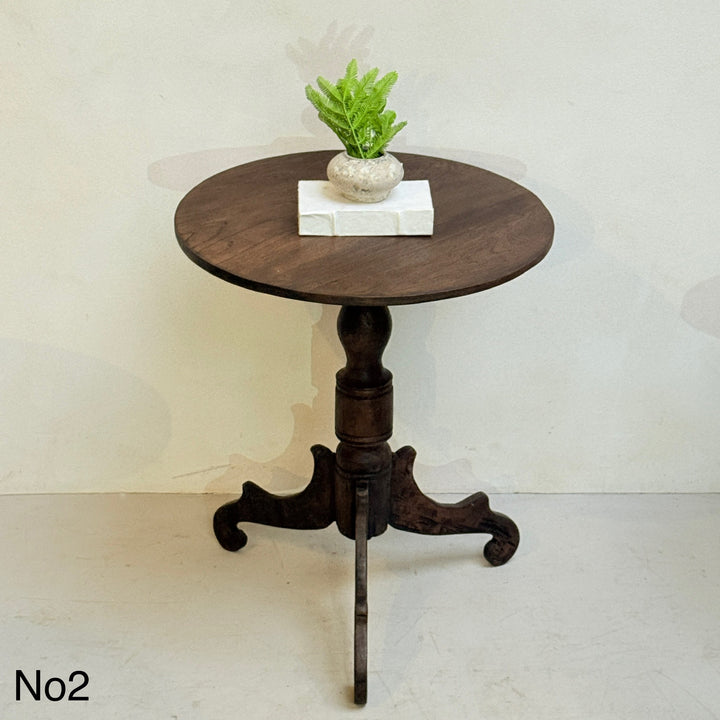 Antique Pedestal Round Side Tables